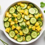 Finished pineapple cucumber salad with lime and cilantro