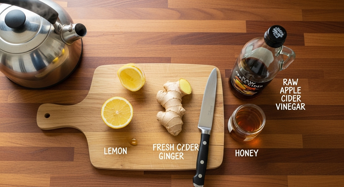natural mounjaro drink ingredients on a cutting board