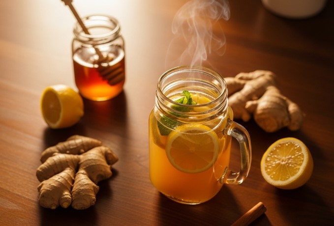 Natural Zepbound drink with fresh ingredients on a cozy kitchen counter