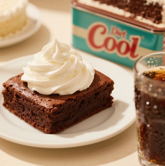 Moist chocolate cake made with diet coke and cool whip