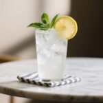 Finished 7-second ice water hack drink with lemon