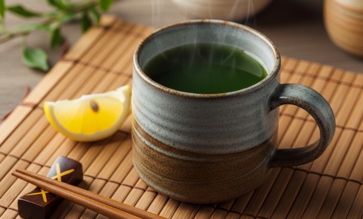 Finished Japanese Mounjaro detox tea with lemon