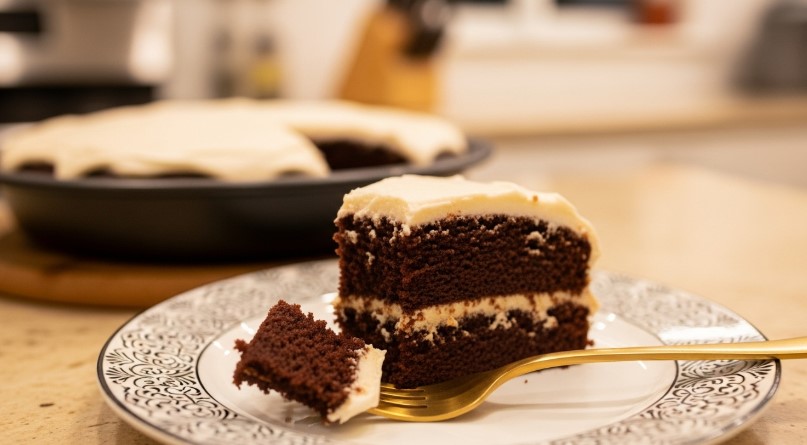fork cutting into diet coke and cake mix dessert