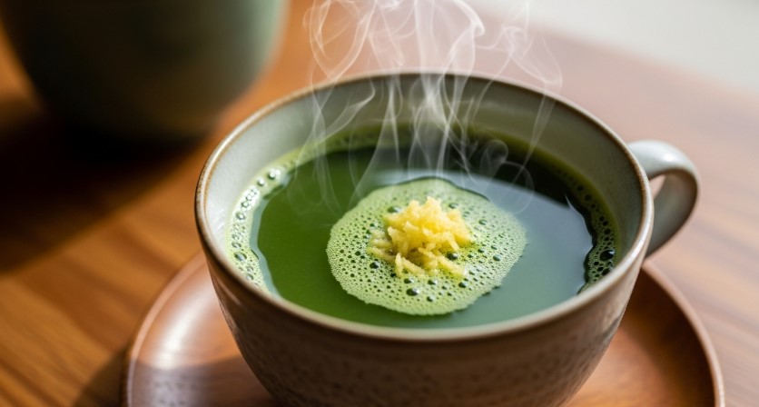 Ceramic cup of Japanese Mounjaro detox tea