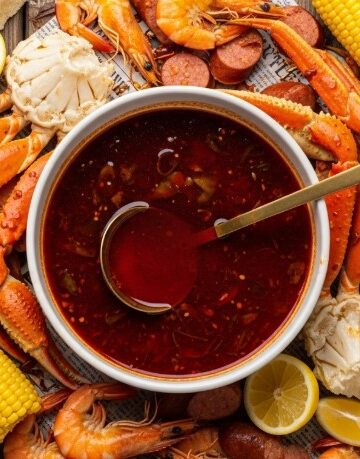 Cajun seafood boil coated with garlic butter sauce