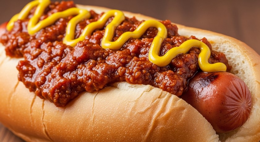 Award-winning hot dog chili on a grilled hot dog