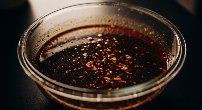 Deer jerky marinade close-up