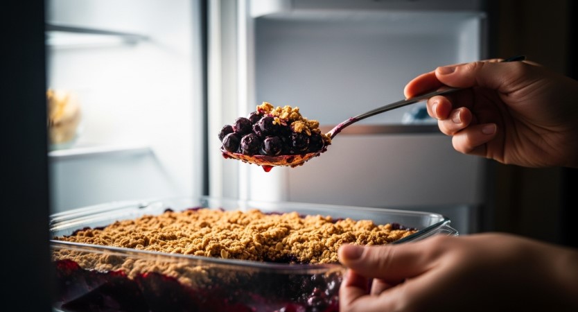 midnight snack blueberry crumble leftovers