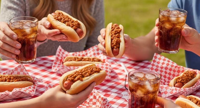 Summer gathering with chili dogs