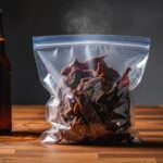 Warm deer jerky cooling in bag