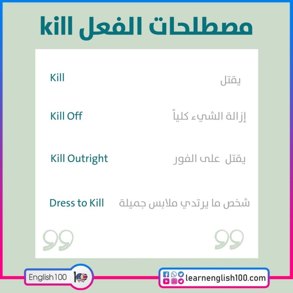 مصطلحات الفعل kill تعلم الآن كيف تستخدم الافعال في مصطلحات بطريقة ممتعة!
