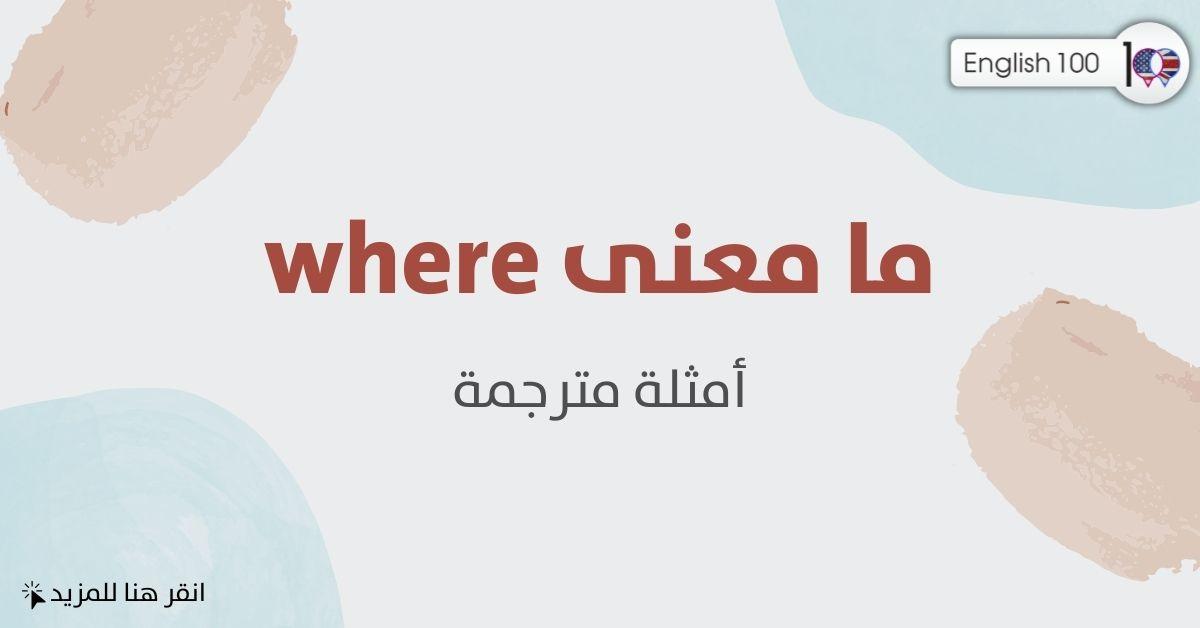 ما معنى where مع أمثلة what is the meaning of WHERE with examples