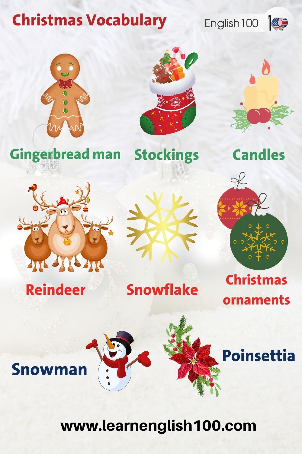Christmas Vocabulary Useful Christmas Words List English 100
