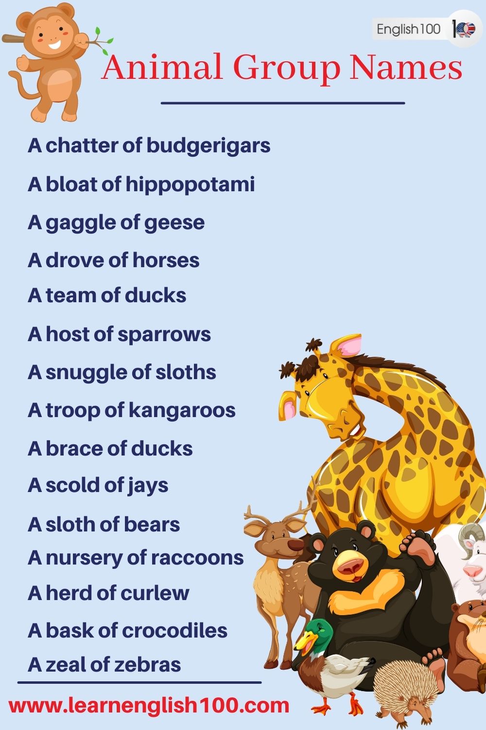 animal-group-names-english-100