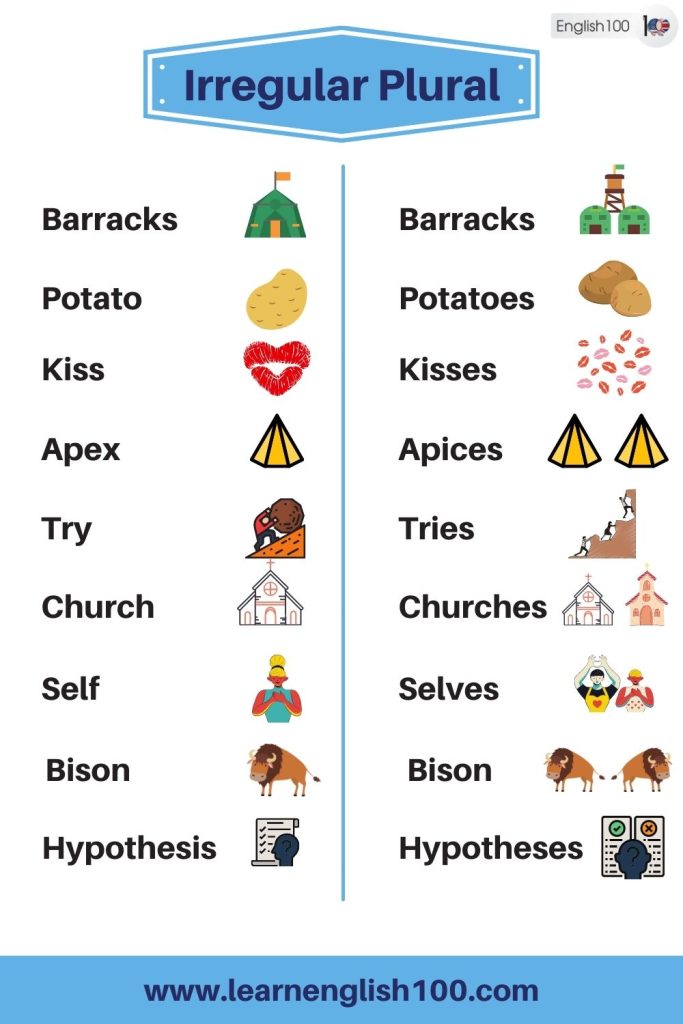 The List of Most Common Irregular Plural Nouns In English And Their ...