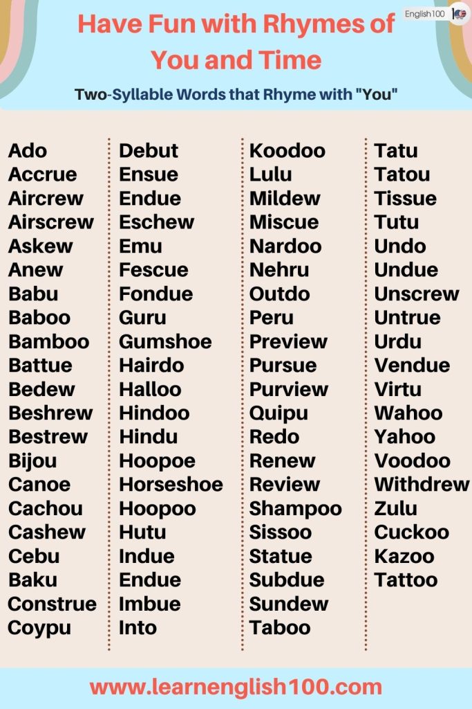 Have Fun with Rhymes of You and Time English 100