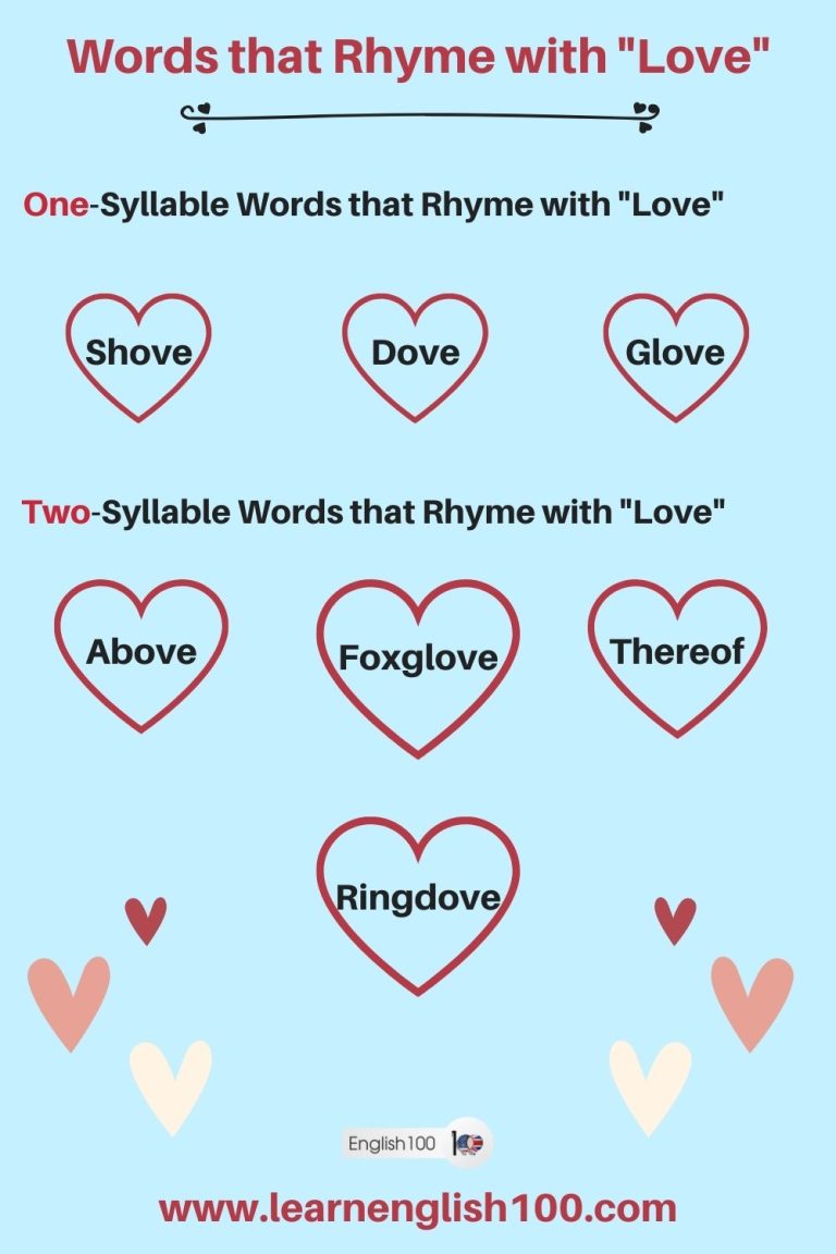 Words that Rhyme with Love Day! - English 100