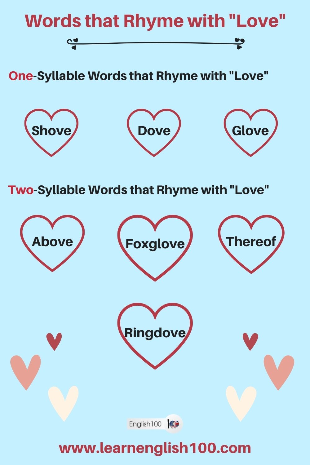  Words that Rhyme with "Love" / "Day"